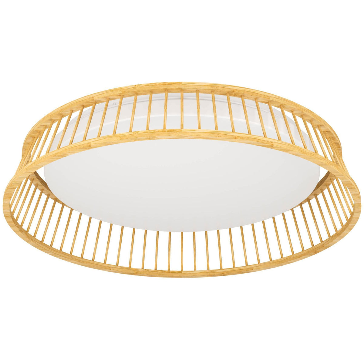 Luppineria 450mm 20w LED Ceiling Light in Slatted Bamboo with White Diffuser