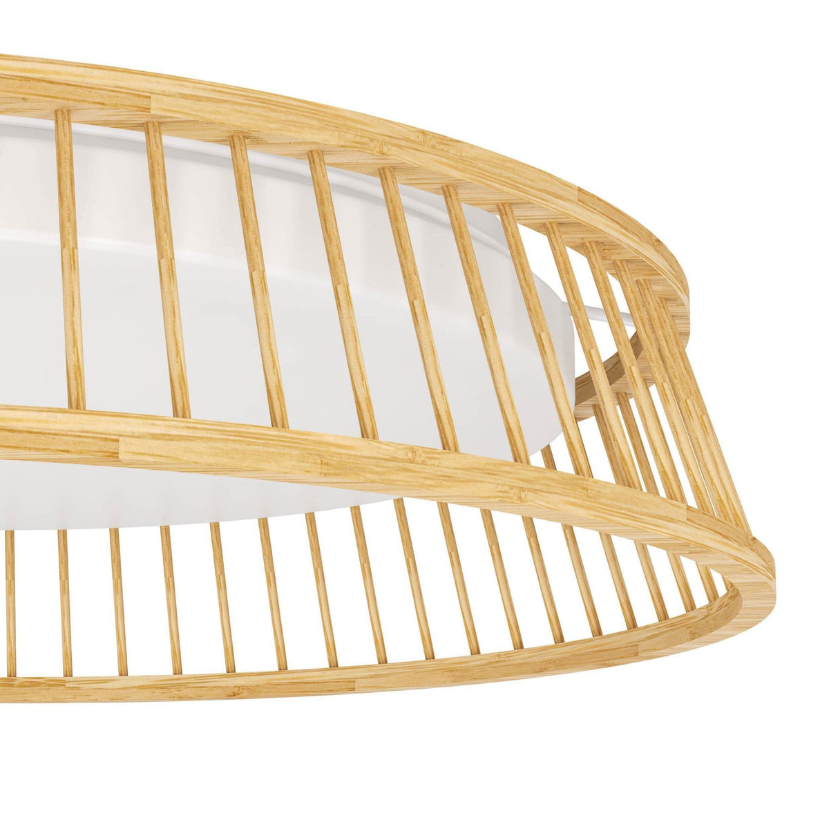 Luppineria 450mm 20w LED Ceiling Light in Slatted Bamboo with White Diffuser