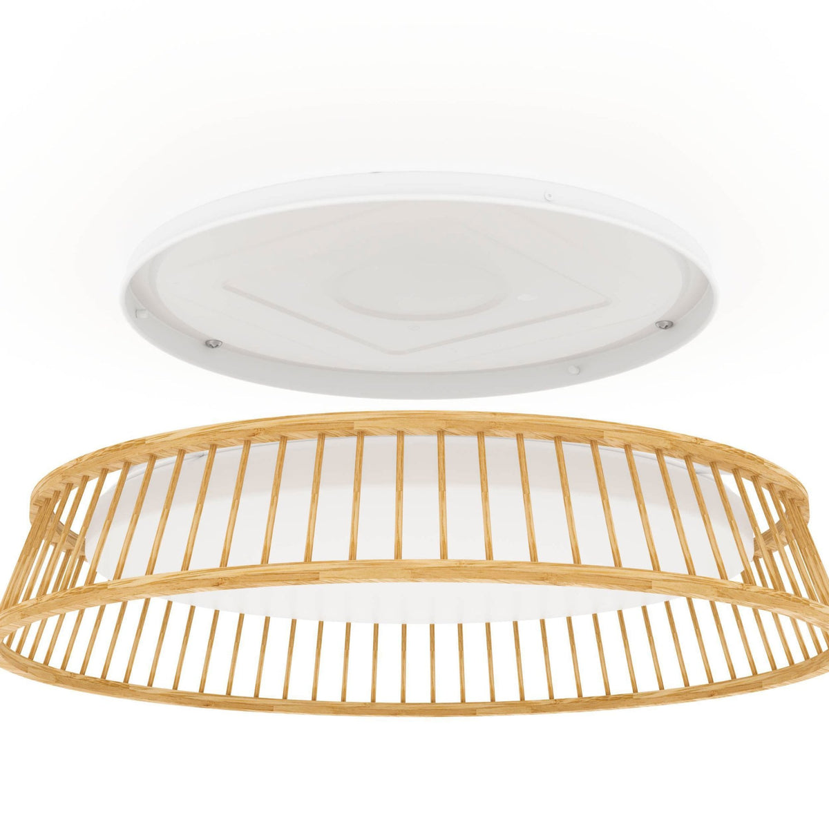 Luppineria 450mm 20w LED Ceiling Light in Slatted Bamboo with White Diffuser