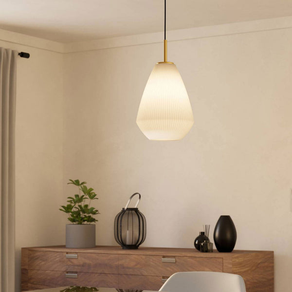 Caprarola Single Drop Pendant with Satin Sandy Coloured Glass Diffuser
