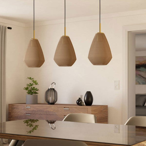 Caprarola Triple Drop Linear Pendant with Satin Sandy Coloured Glass Diffusers