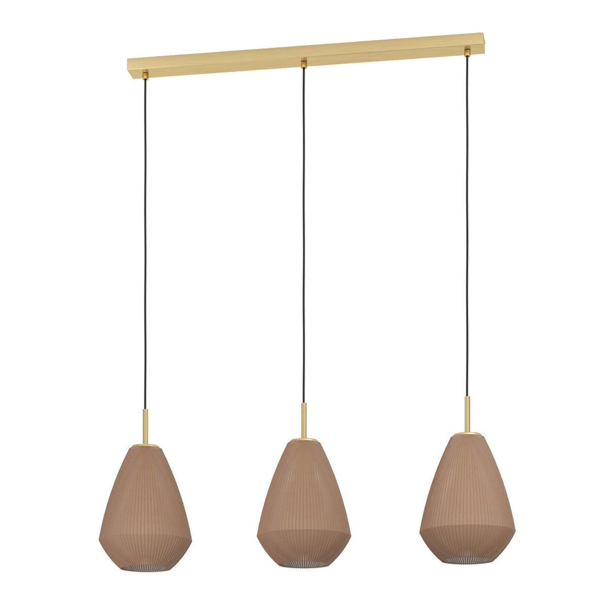 Caprarola Triple Drop Linear Pendant with Satin Sandy Coloured Glass Diffusers