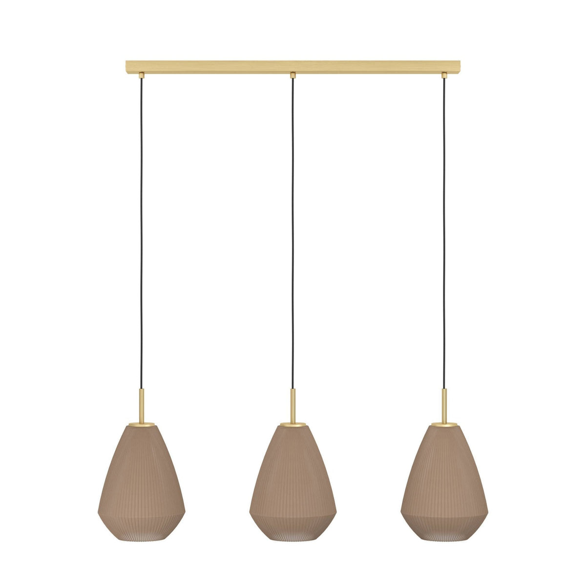 Caprarola Triple Drop Linear Pendant with Satin Sandy Coloured Glass Diffusers