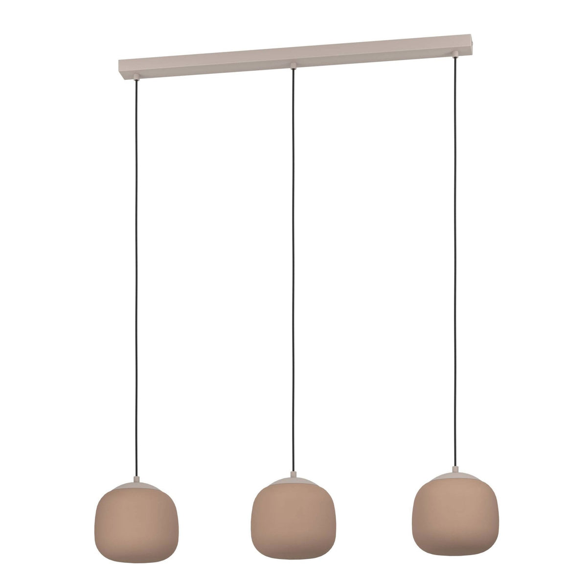 Cominio Triple Drop Linear Pendant in Taupe and Sandy Coloured Glass Diffuser