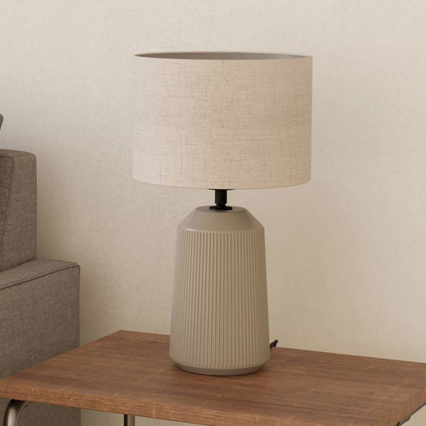 Capalbio Ceramic Table Lamp in a Sandy Finish with White Fabric Shade