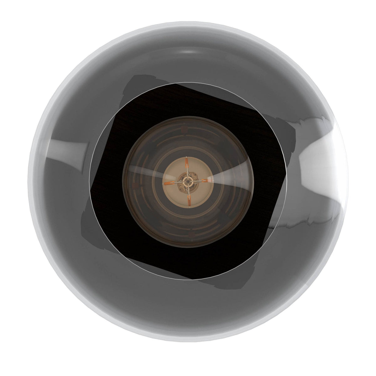 Filago Single Ceiling Light with Wooden Base & Glass Shade