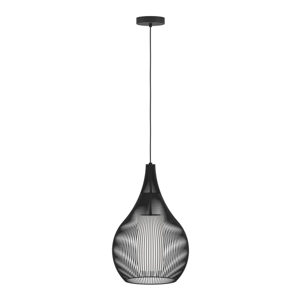 Razoni 325mm Single Drop Pendant in Black with Inner White Glass Diffuser