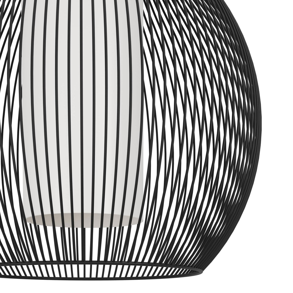Razoni 325mm Single Drop Pendant in Black with Inner White Glass Diffuser