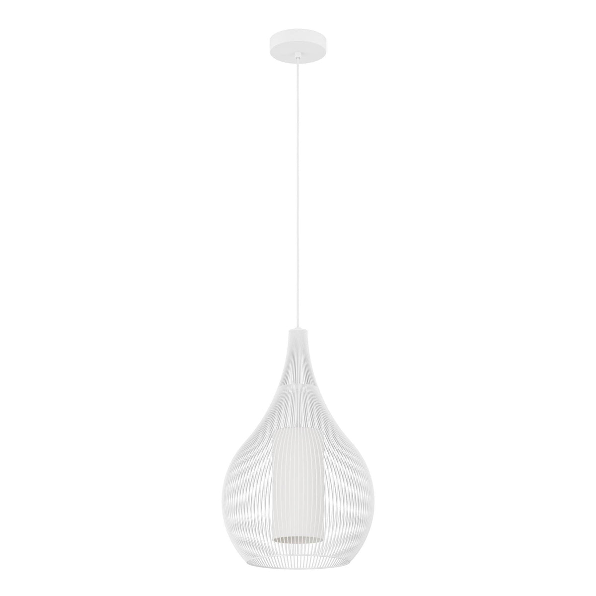 Razoni 325mm Single Drop Pendant in White with Inner White Glass Diffuser