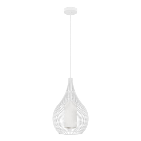 Razoni 325mm Single Drop Pendant in White with Inner White Glass Diffuser