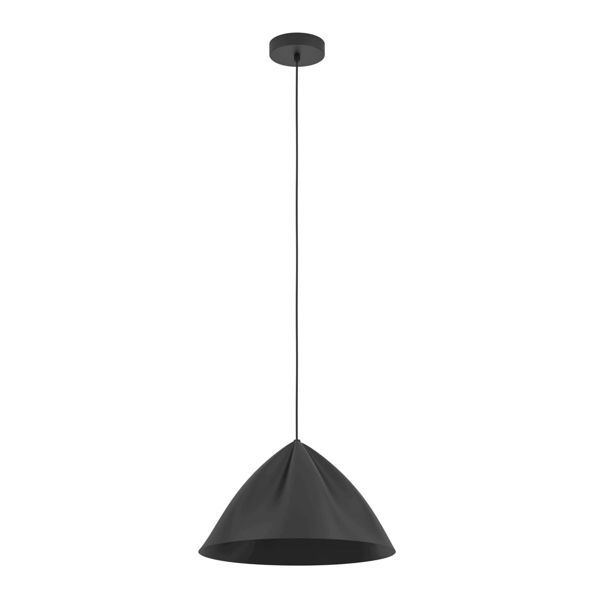 Podere Single Drop Pendant with a Black Steel Shade
