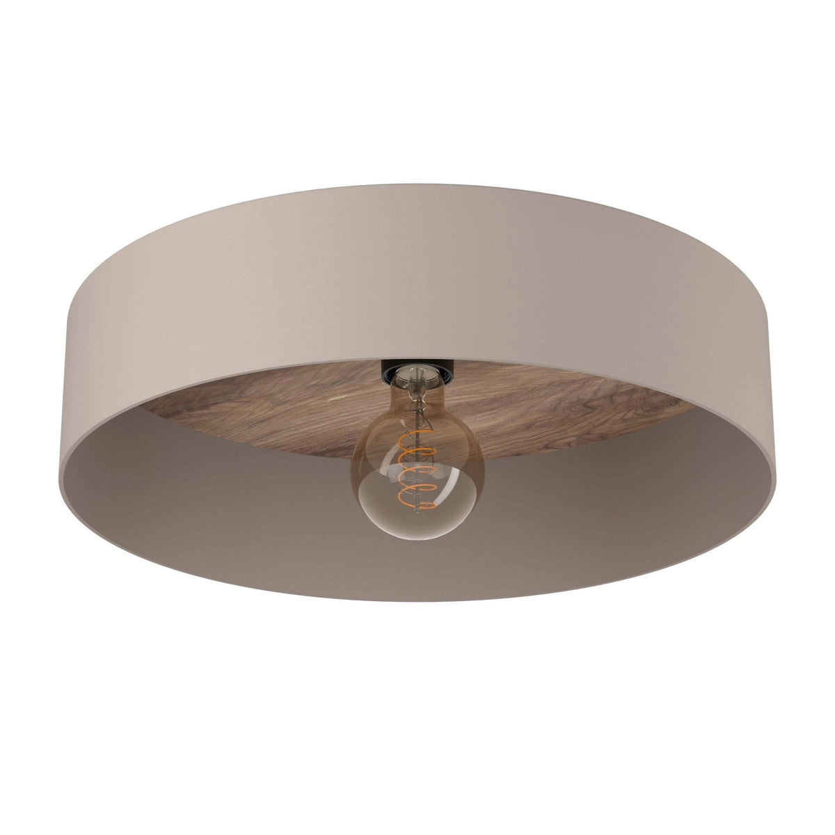 Duaia Ceiling Light in Taupe with Reversible Plate either Brushed Brass or Wood Look