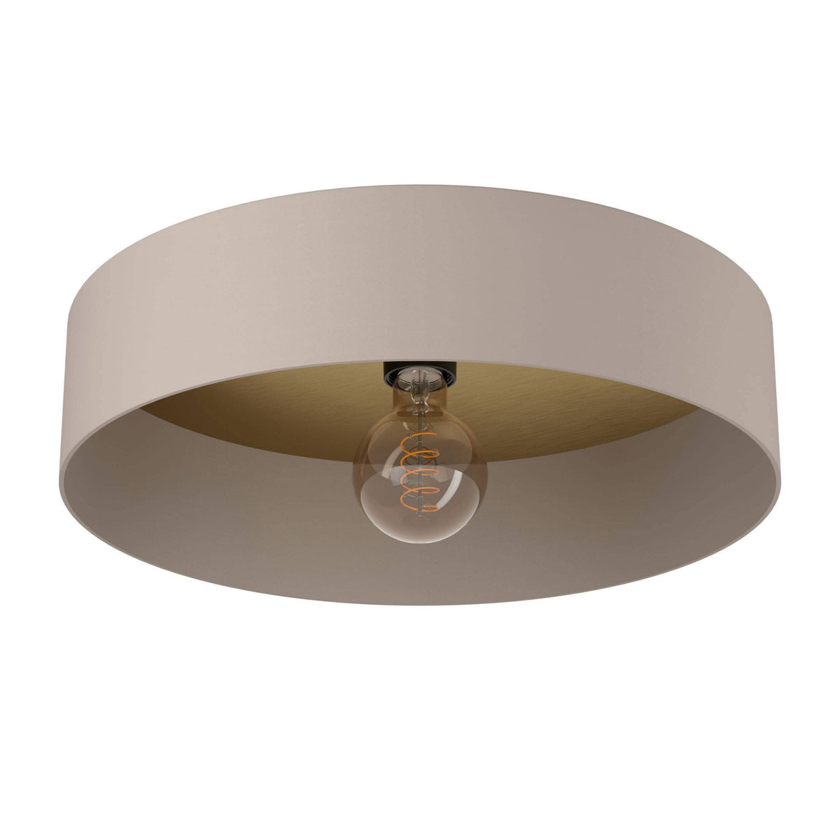 Duaia Ceiling Light in Taupe with Reversible Plate either Brushed Brass or Wood Look