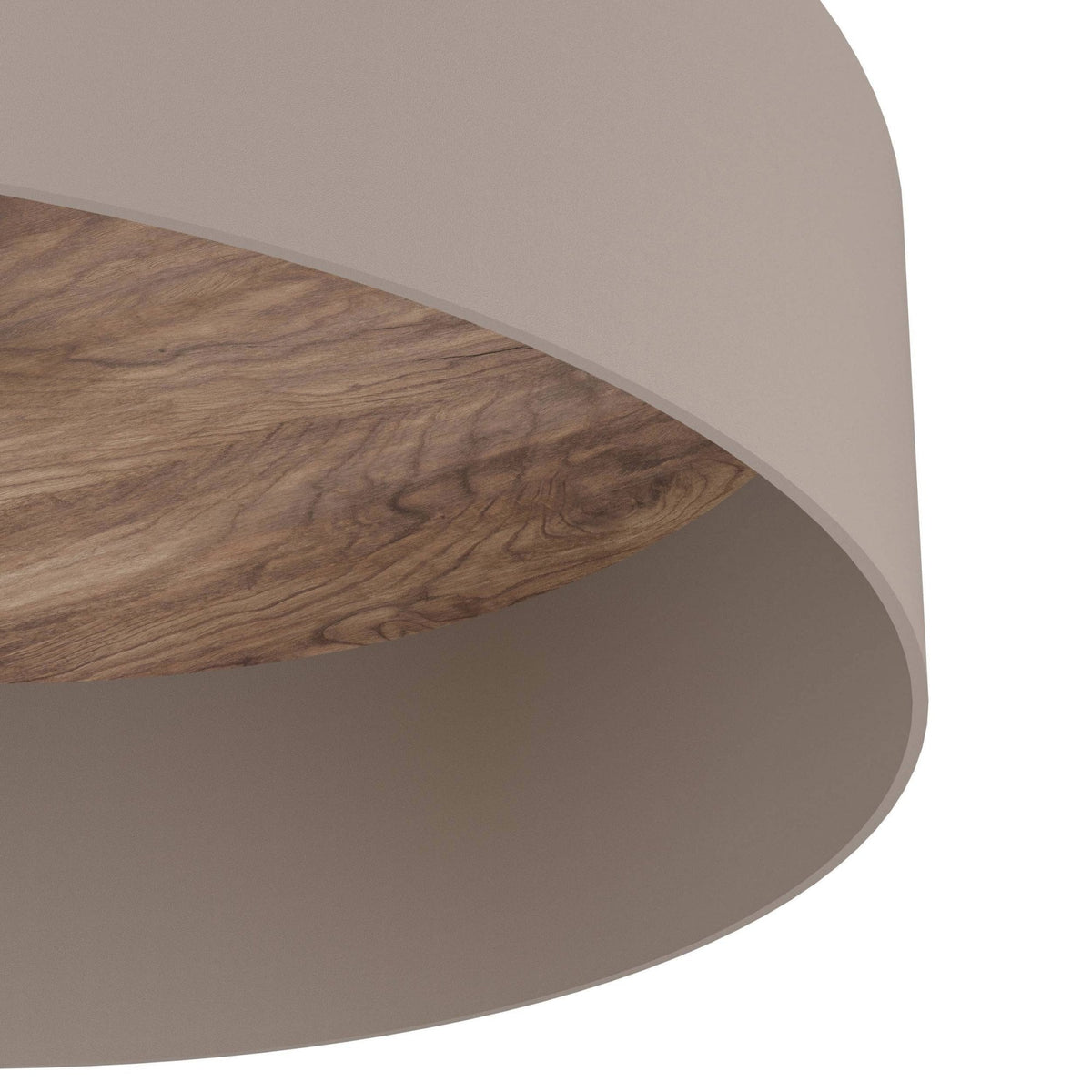 Duaia Ceiling Light in Taupe with Reversible Plate either Brushed Brass or Wood Look