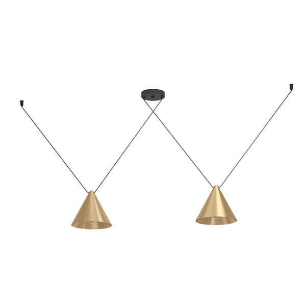 Narices Twin Drop Flexible Linear Pendant with Brushed Brass Shades
