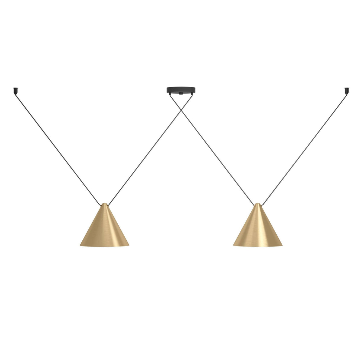 Narices Twin Drop Flexible Linear Pendant with Brushed Brass Shades