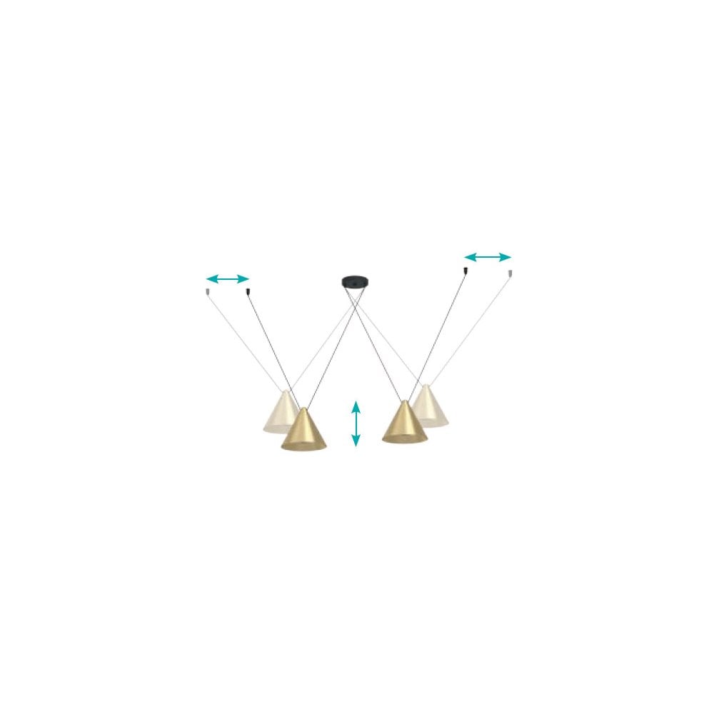 Narices Twin Drop Flexible Linear Pendant with Brushed Brass Shades