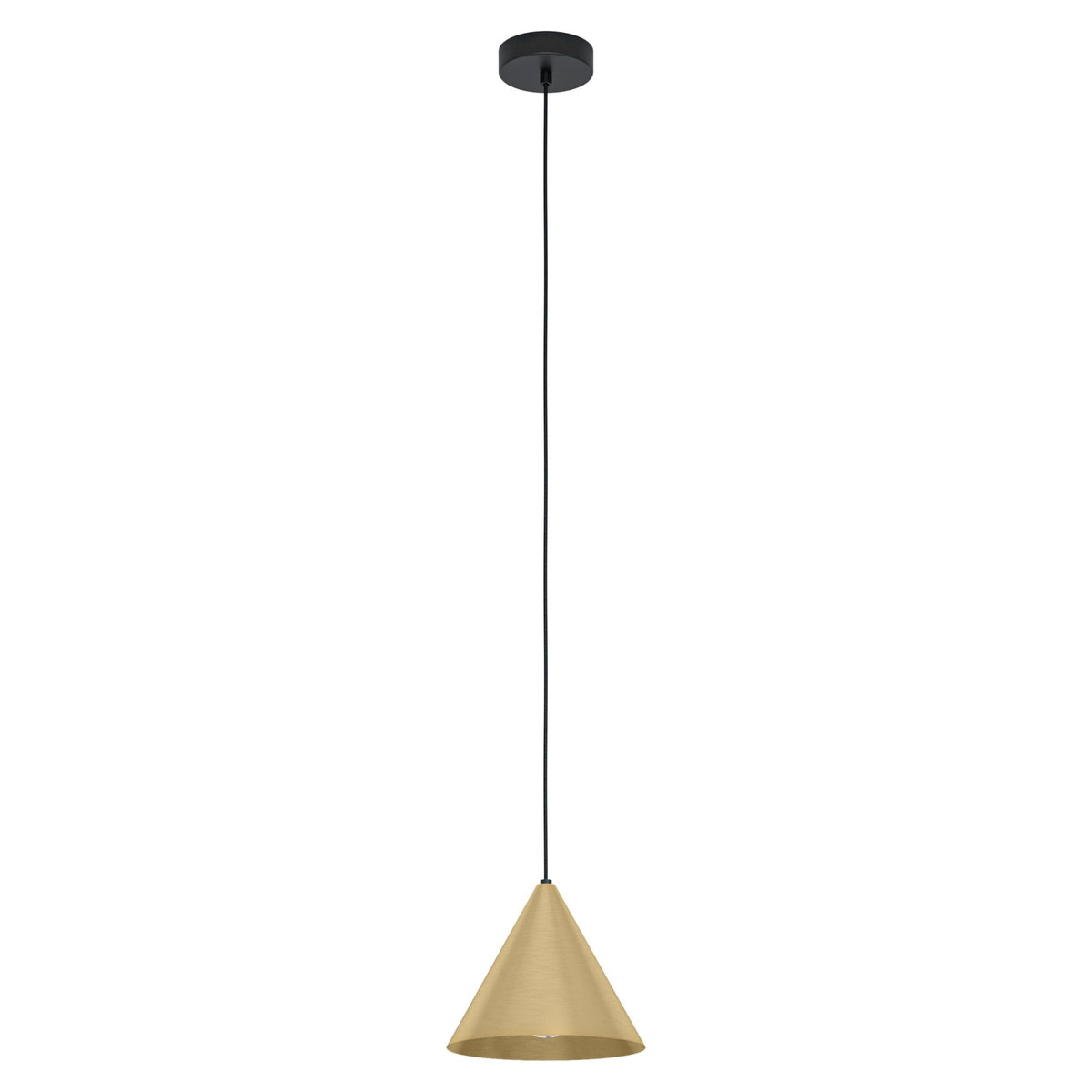 Narices Single Drop Pendant with Brushed Brass Shade with Gold Inner