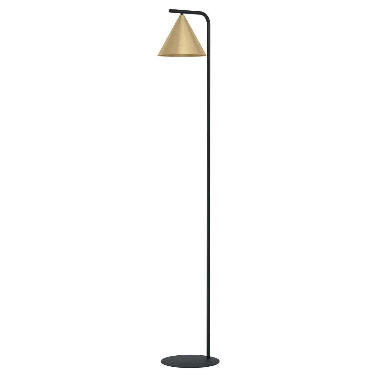 Narices Floor Lamp in Black with Brushed Brass Shade with Gold Inner