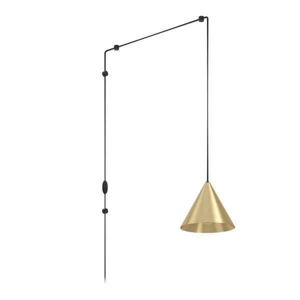 Narices Plug In Pendant with Brushed Brass Shade with Gold Inner
