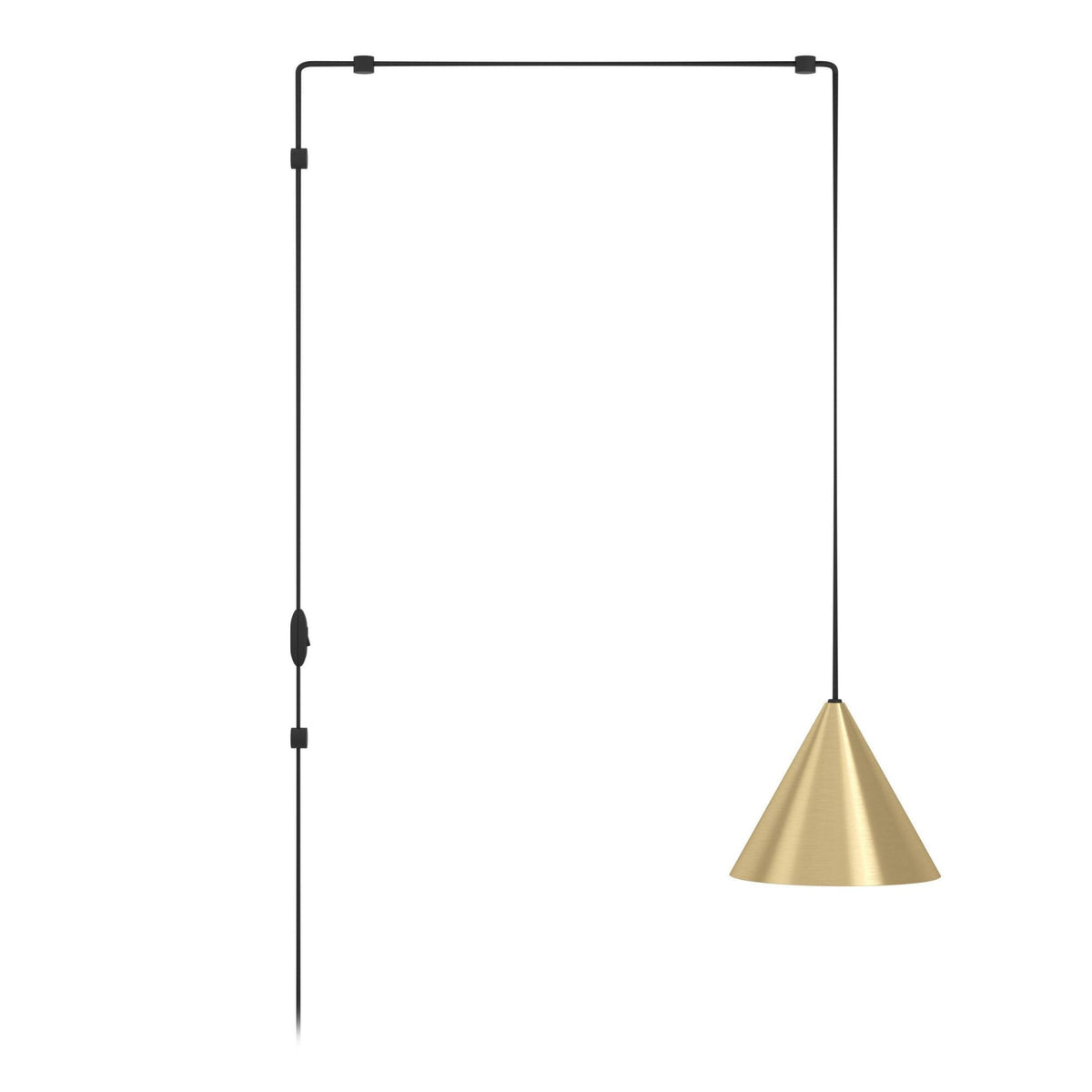 Narices Plug In Pendant with Brushed Brass Shade with Gold Inner
