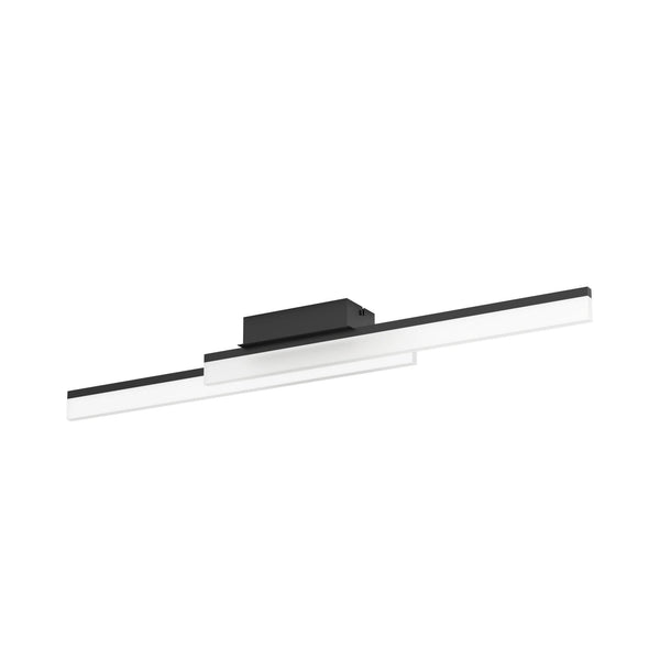 A black LED ceiling light with two horizontal bars of light.