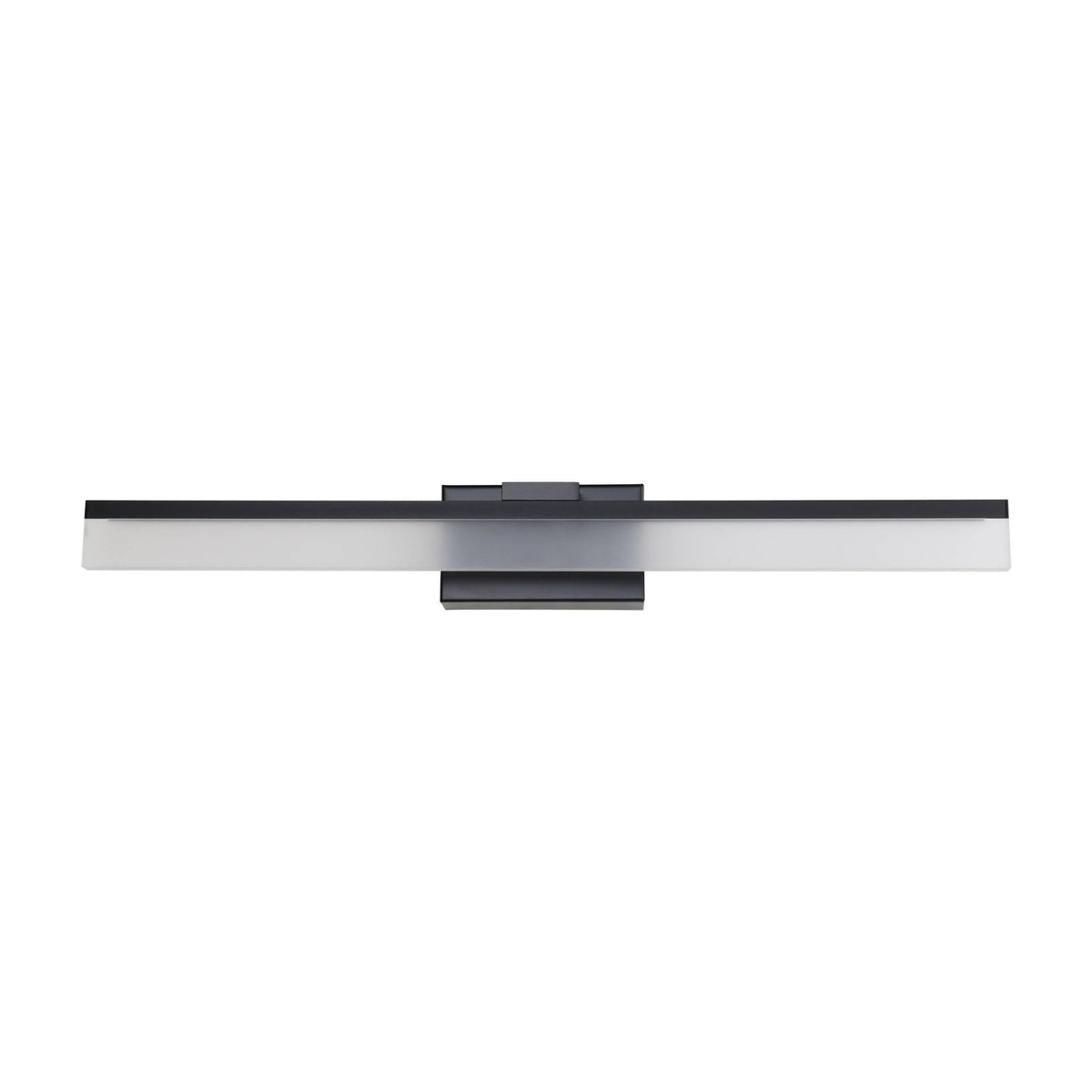 A black rectangular LED mirror light with a white diffuser, off, on a white background.