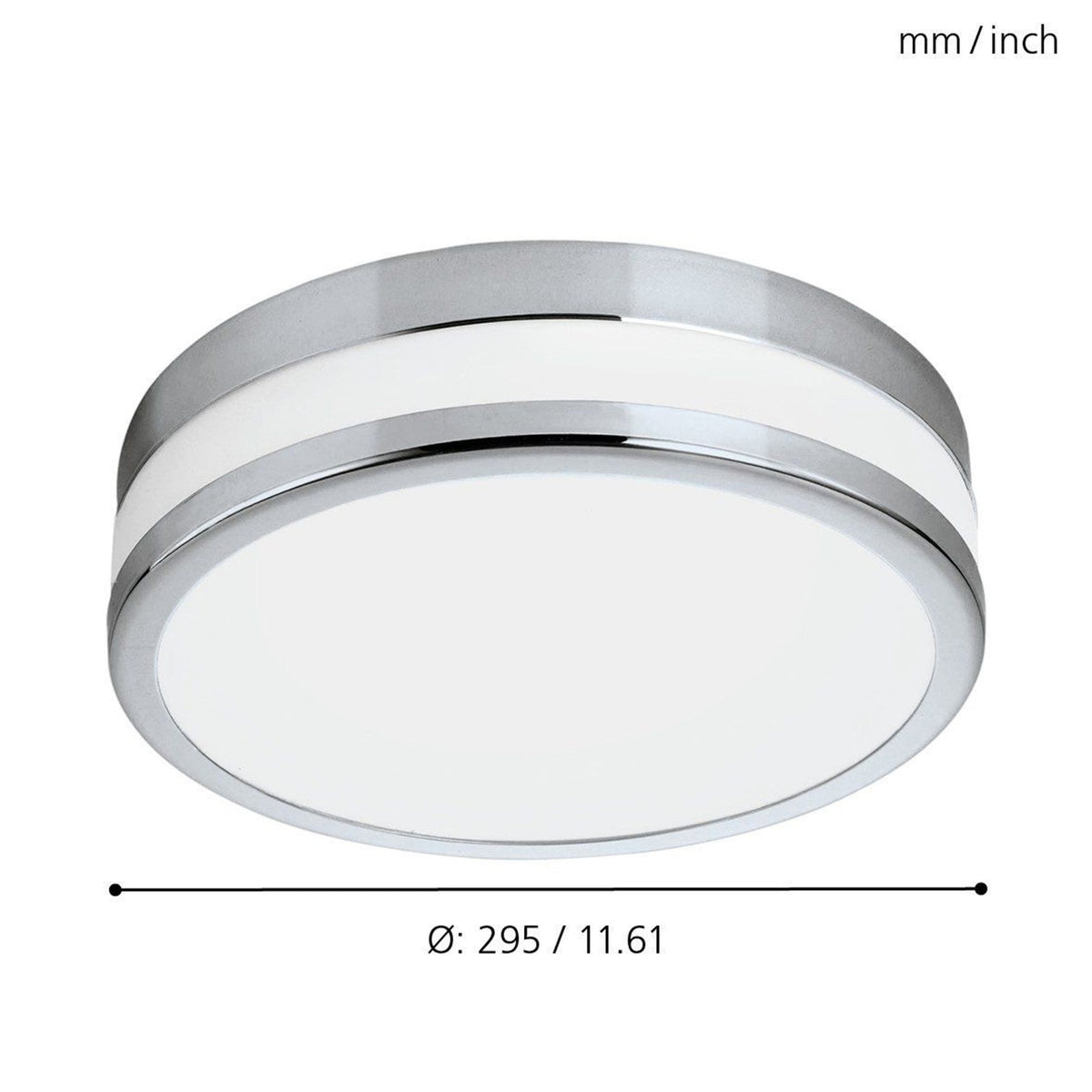Palermo LED 295mm IP44 Ceiling Light in Chrome & White Satin Glass