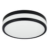 Palermo LED 295mm IP44 Ceiling Light in Black & Satin Glass