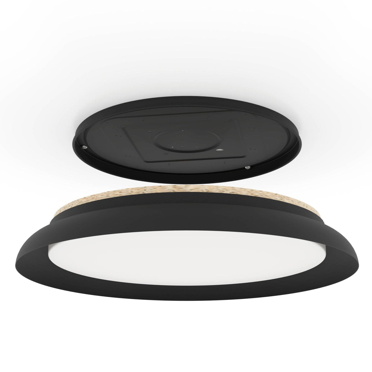 Penjamo 1 465mm 20w LED Ceiling Light in Black with White Diffuser