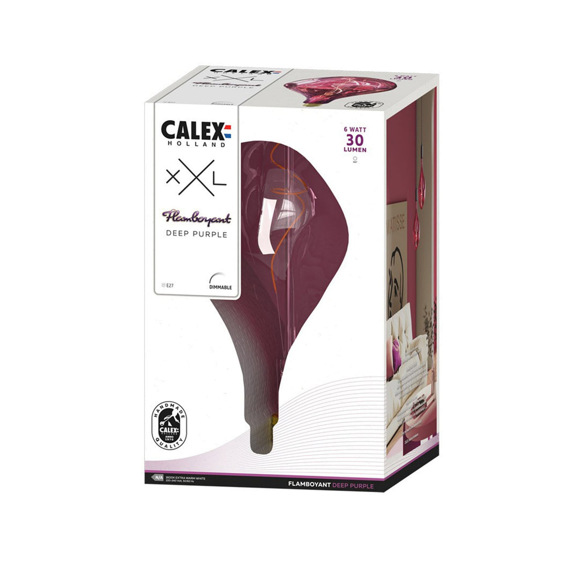 E27 Organic Evo Flamboyant Deep Purple Dimmable Extra Warm White LED 6W 1800K 30lm