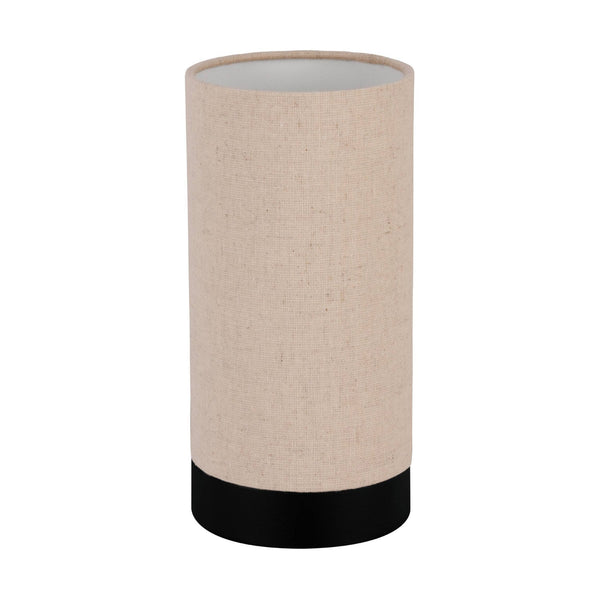 Feniglia Table Lamp with Natural Fabric Linen Shade & Black Base