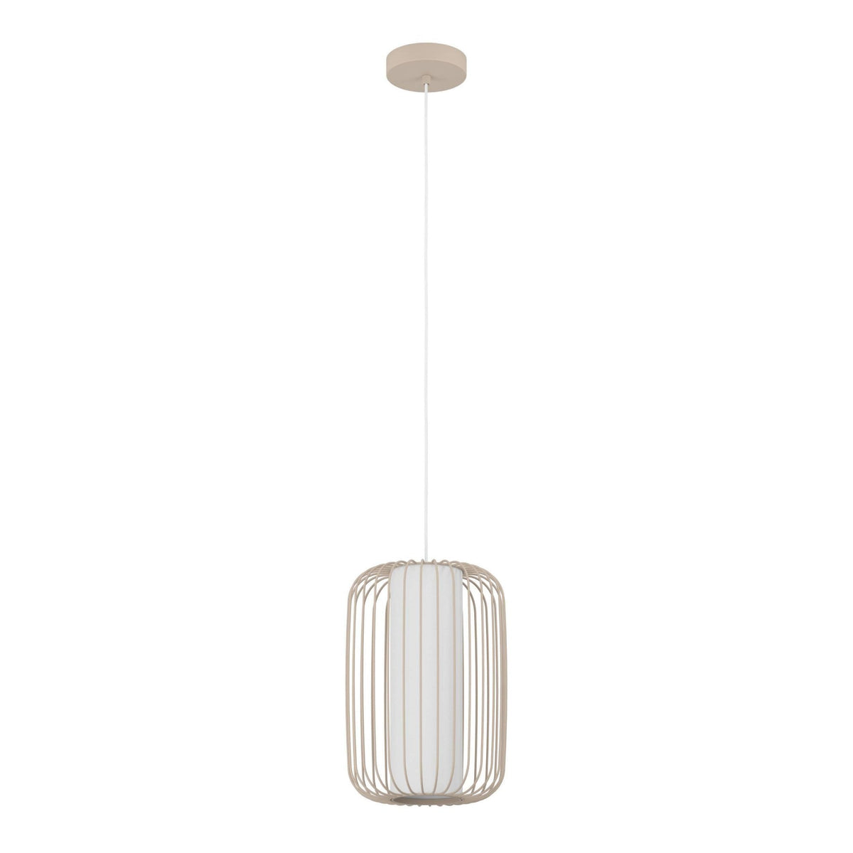 Terrarosa 240mm Single Drop Pendant in Sand with Inner White Fabric Diffuser