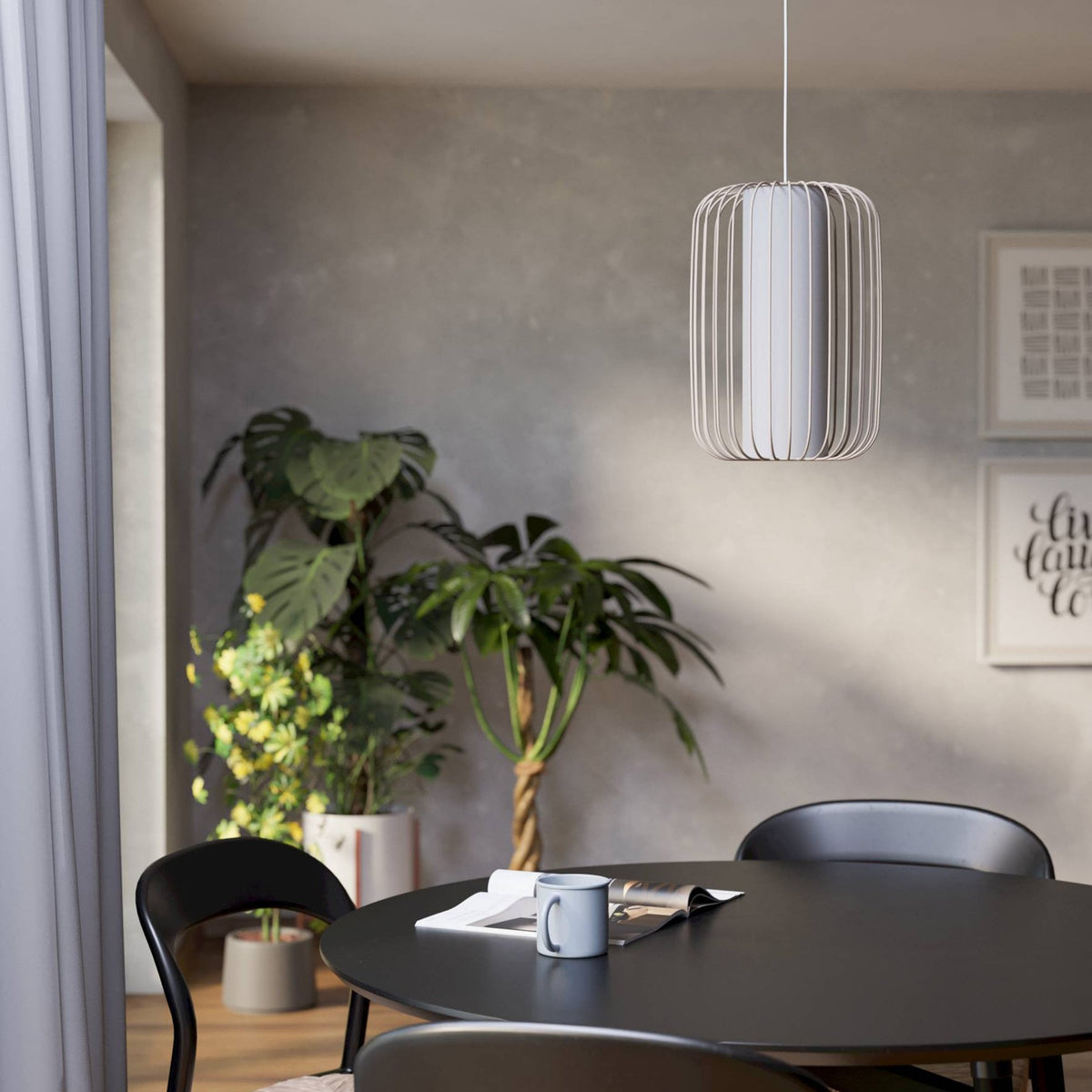 Terrarosa 240mm Single Drop Pendant in Sand with Inner White Fabric Diffuser