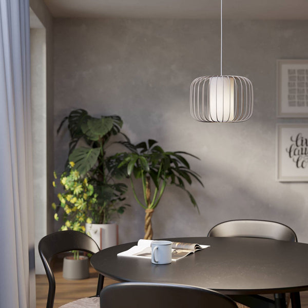 Terrarosa 285mm Single Drop Pendant in Sand with Inner White Fabric Diffuser