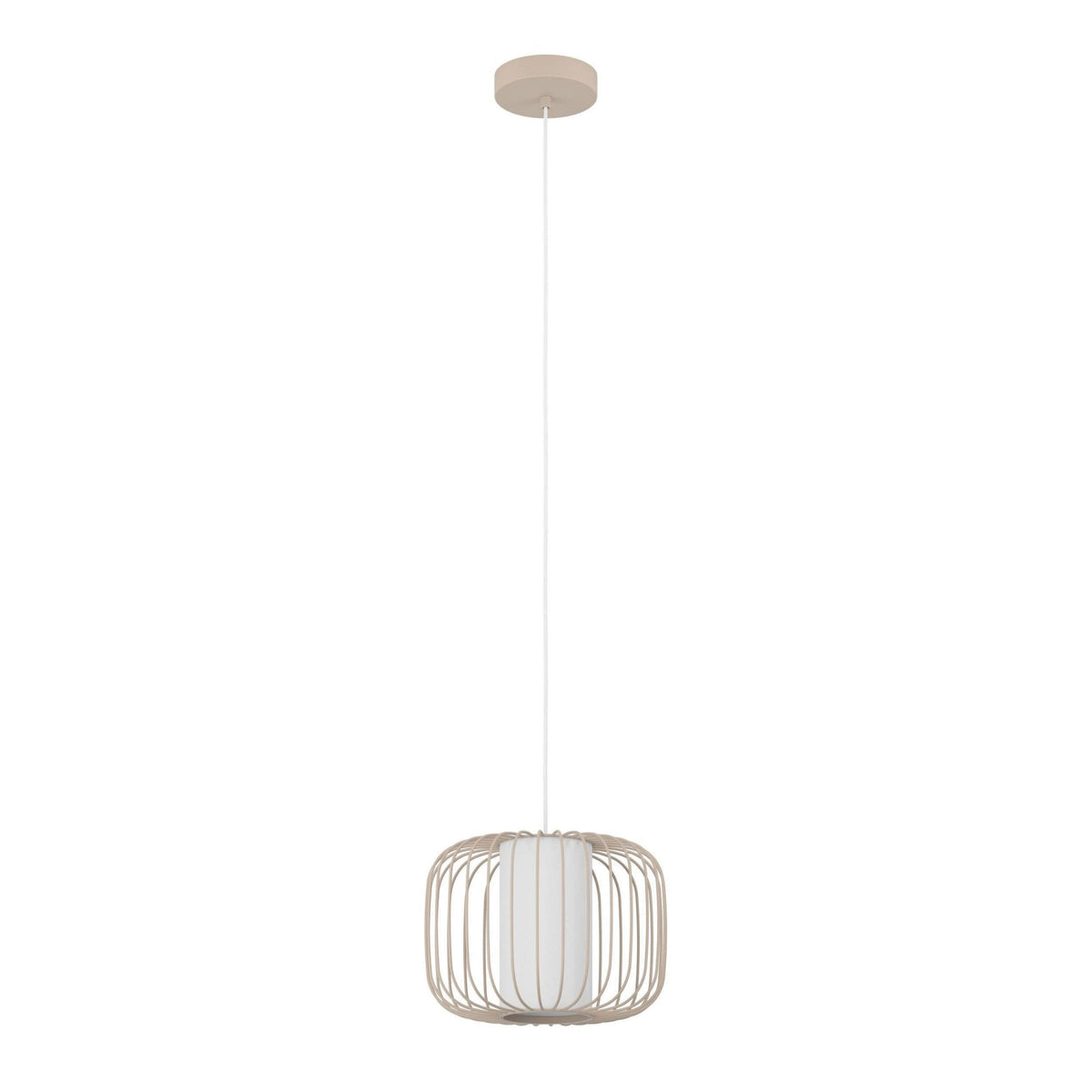 Terrarosa 285mm Single Drop Pendant in Sand with Inner White Fabric Diffuser