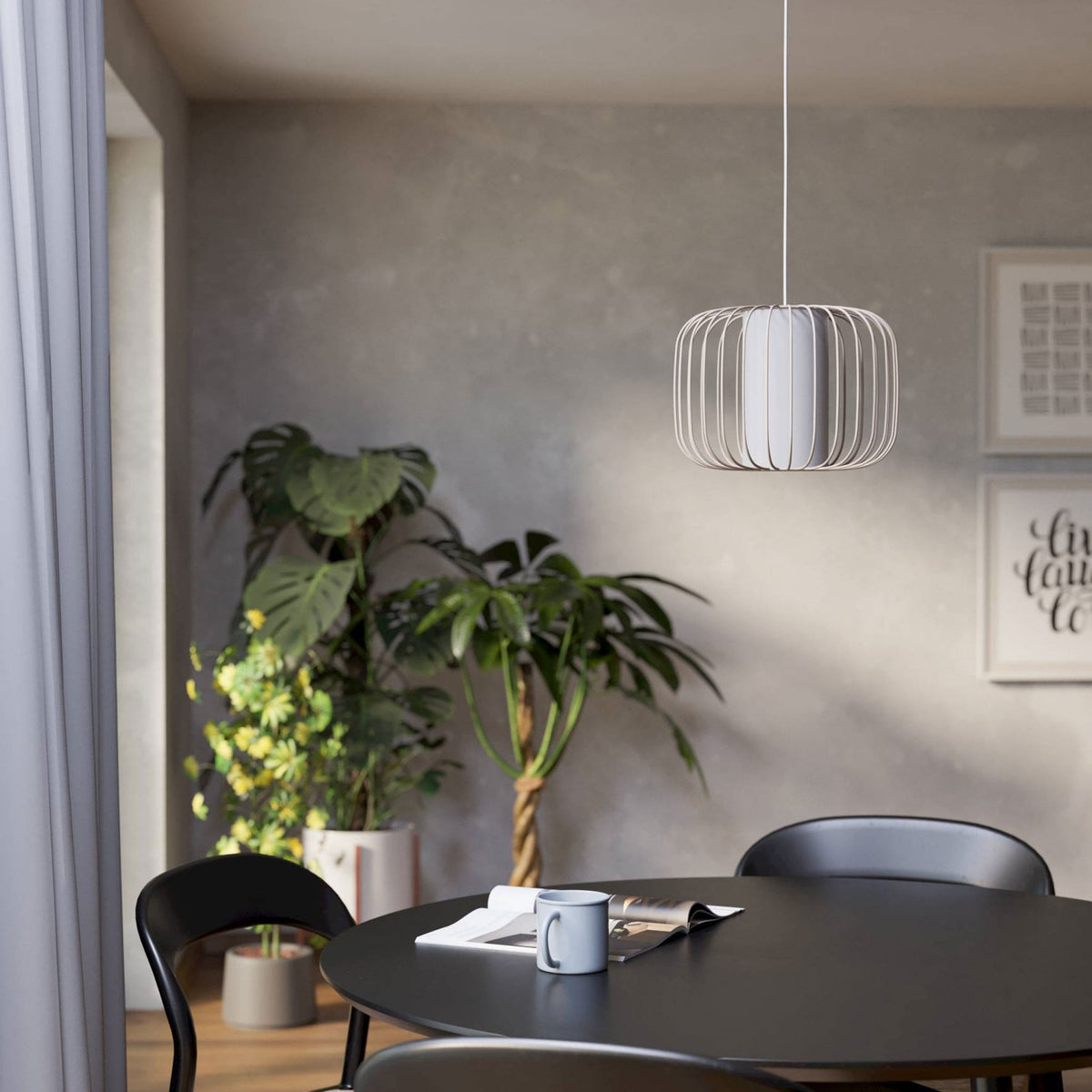 Terrarosa 285mm Single Drop Pendant in Sand with Inner White Fabric Diffuser