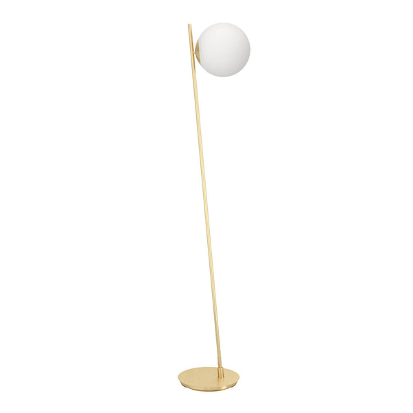 Rondo 4 Floor Lamp in Brushed Brass with Matt Opal Glass Shade