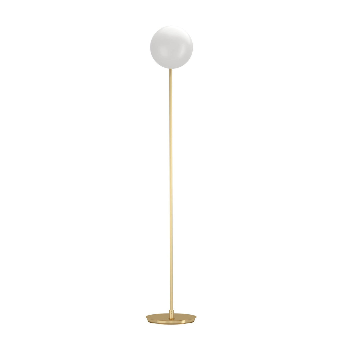 Rondo 4 Floor Lamp in Brushed Brass with Matt Opal Glass Shade