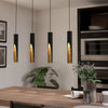 Barbotto Four Drop Linear Pendant in Black with Gold Inner Surfaces