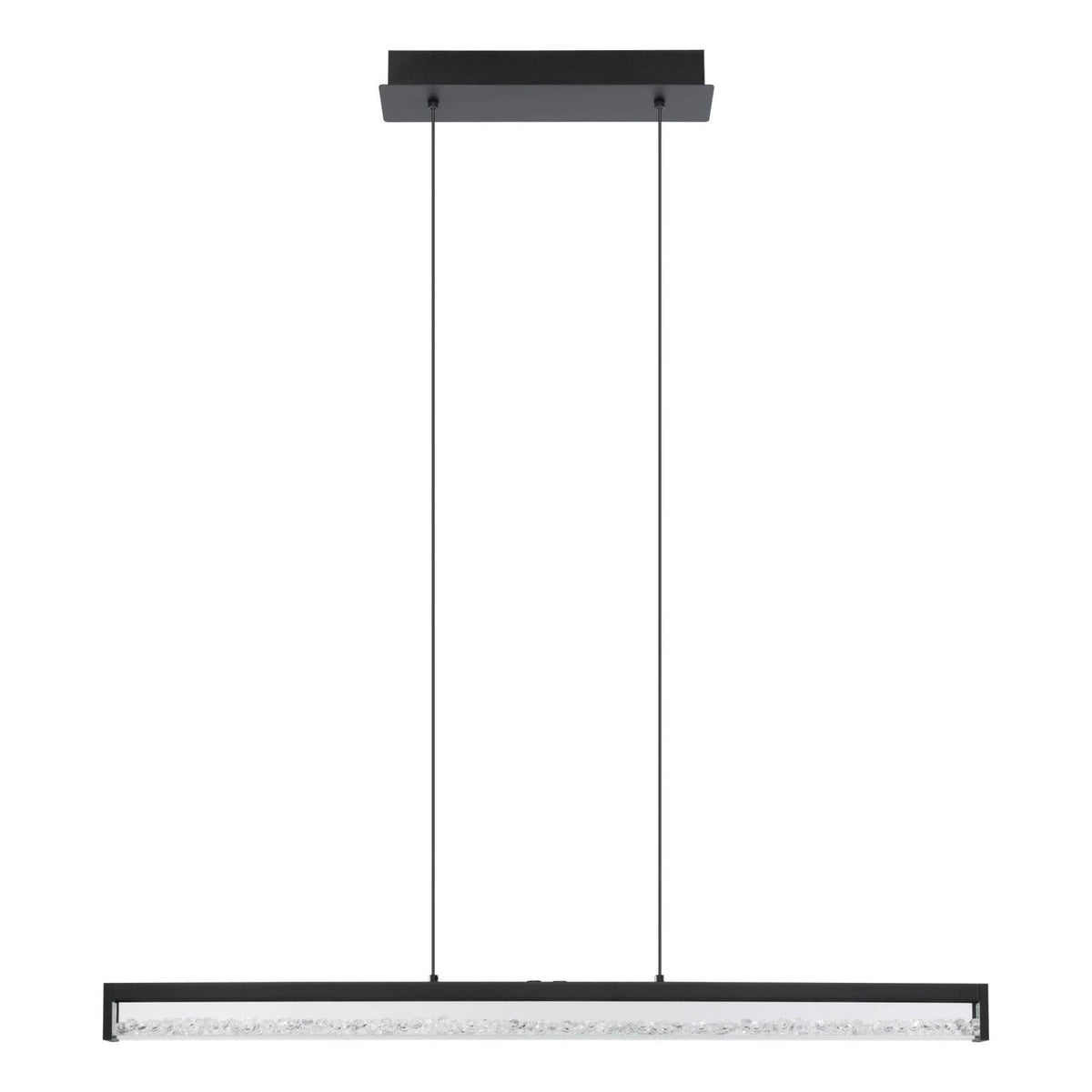 Cardito 1 LED Bar Pendant in Black with Clear Glass Crystal Design
