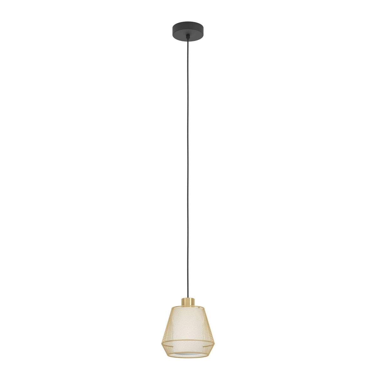 Ciudadela Single Drop Pendant in Brushed Brass with Inner White Fabric Diffuser