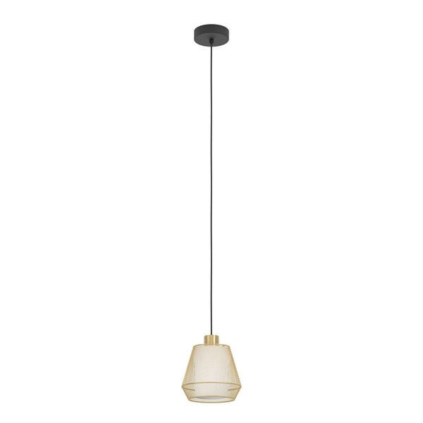 Ciudadela Single Drop Pendant in Brushed Brass with Inner White Fabric Diffuser