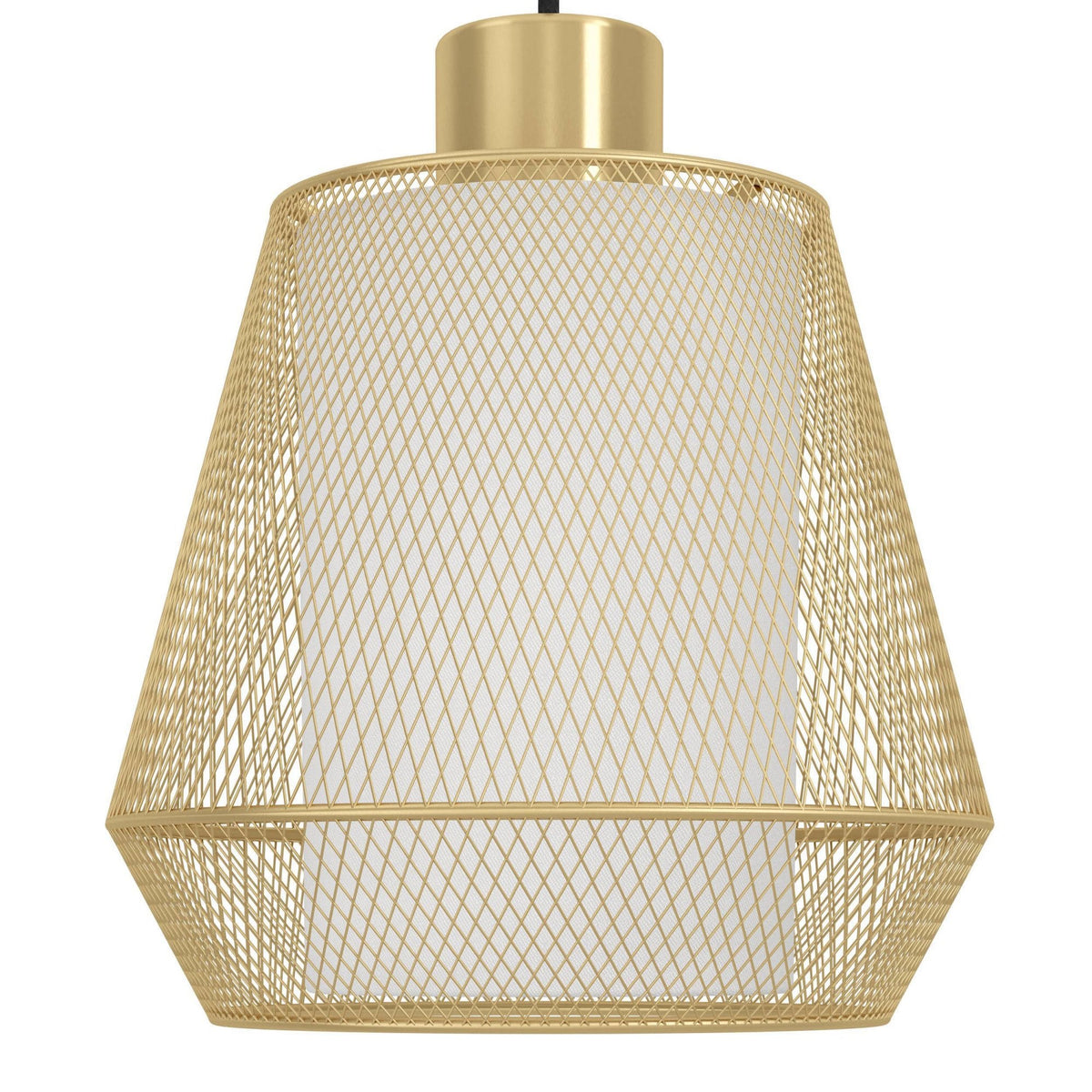 Ciudadela Single Drop Pendant in Brushed Brass with Inner White Fabric Diffuser