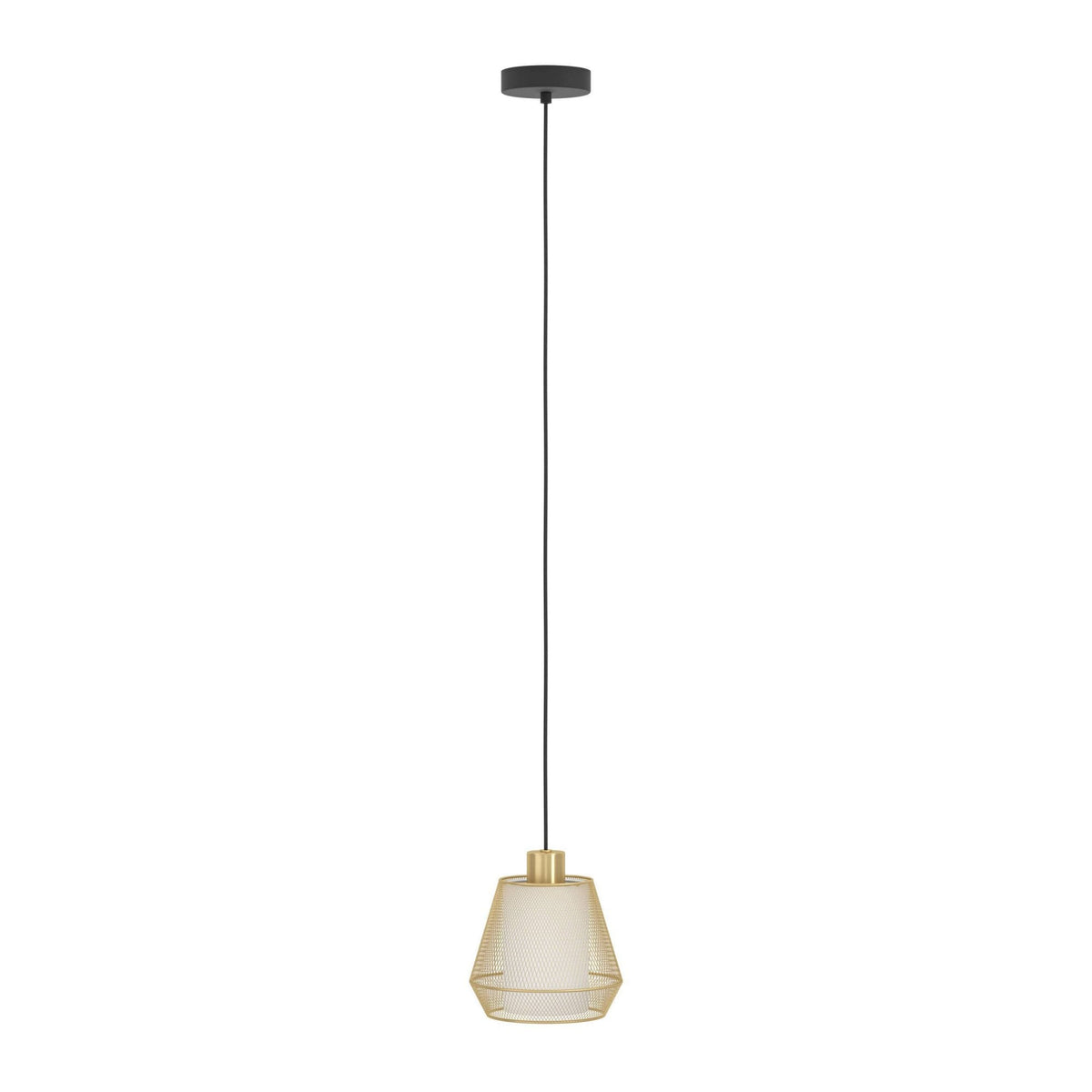 Ciudadela Single Drop Pendant in Brushed Brass with Inner White Fabric Diffuser