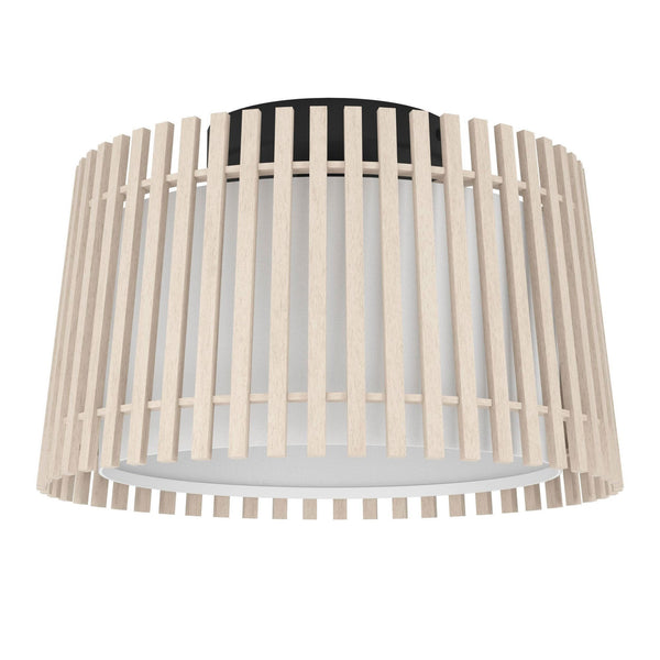 Fattoria Ceiling Light with Wooden Slats and Inner Fabric Diffuser