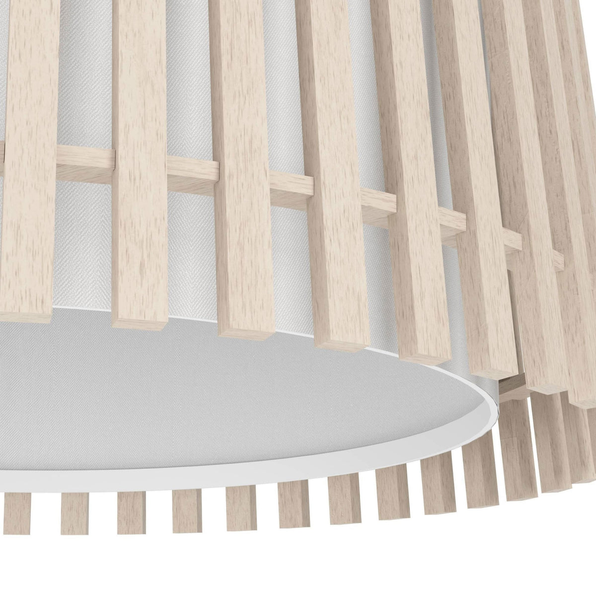 Fattoria Ceiling Light with Wooden Slats and Inner Fabric Diffuser
