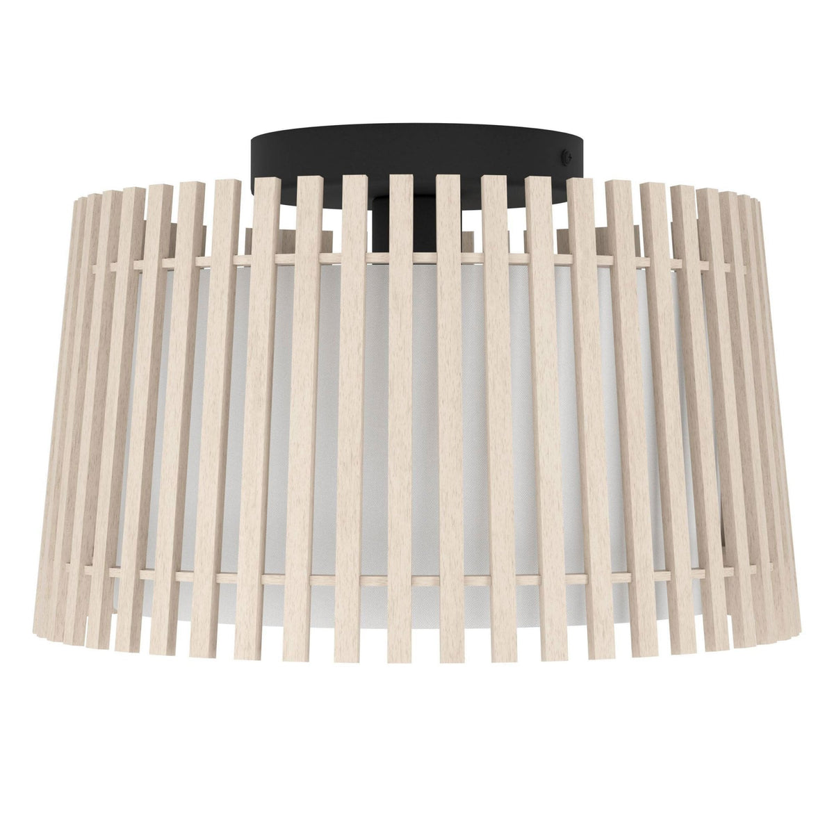 Fattoria Ceiling Light with Wooden Slats and Inner Fabric Diffuser