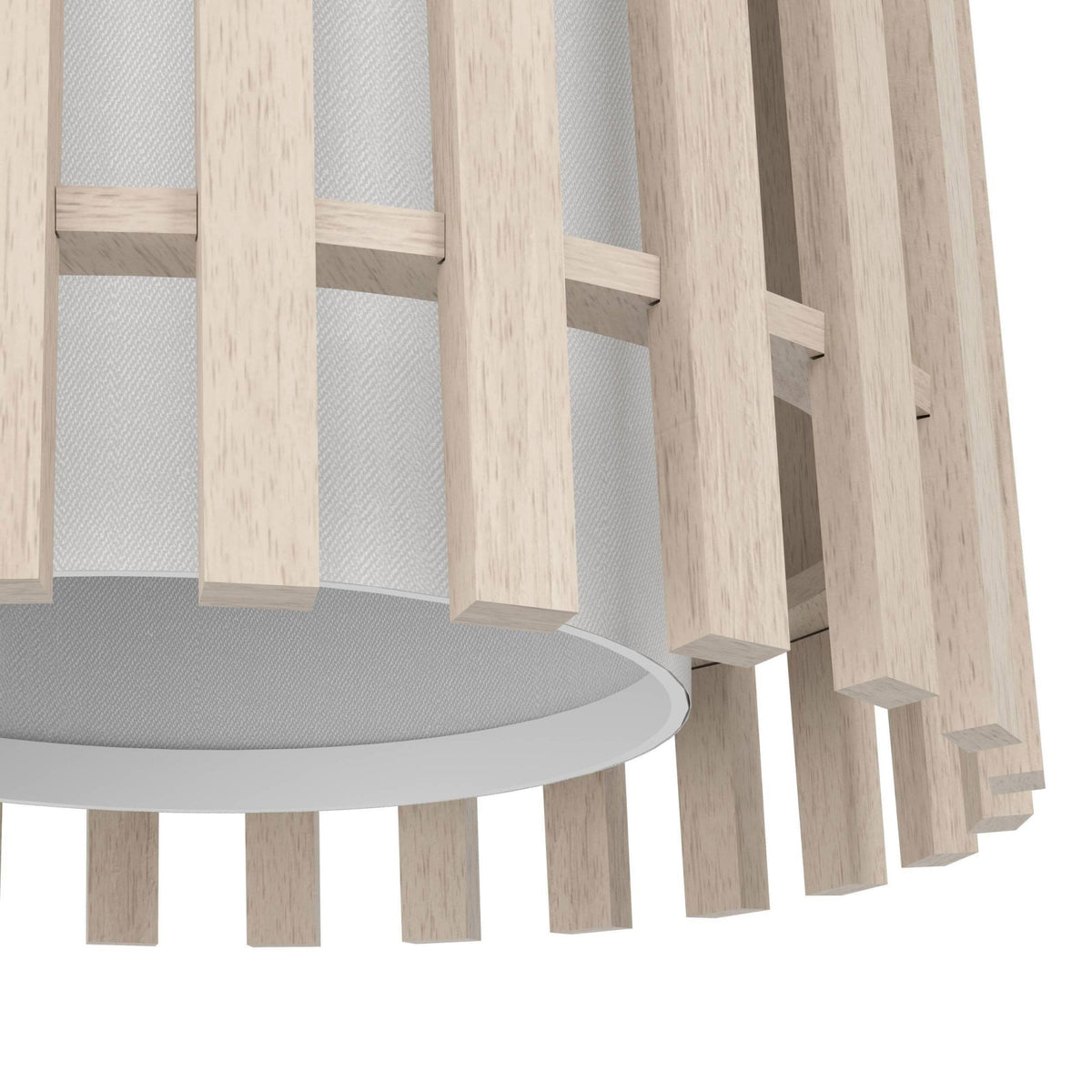Fattoria Single Drop Pendant with Wooden Slats and Inner Fabric Diffuser