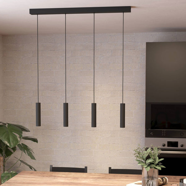 Almudaina Four Drop Linear LED Pendant in Black